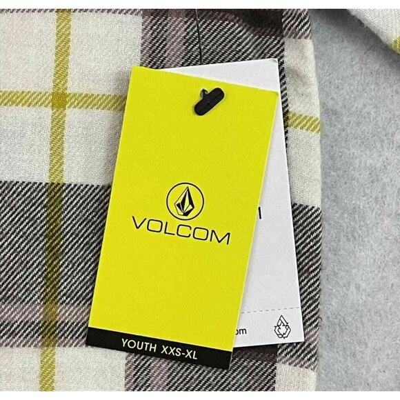 Volcom Flannel Shirt Girls Size 8/10 Espresso Plaid  Getting Rad Button Up NEW - Picture 8 of 16